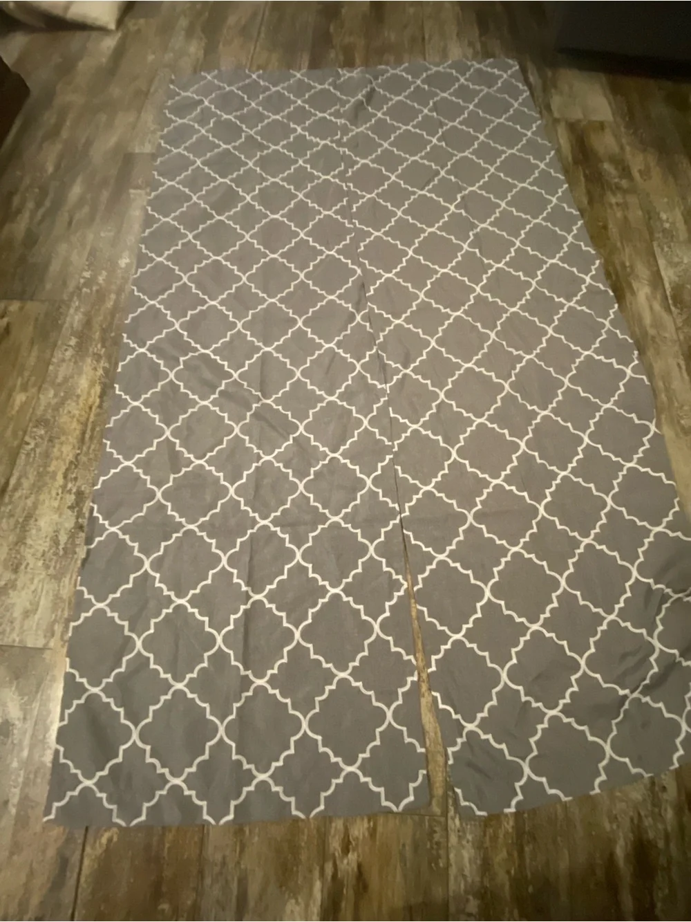 Gray and White Moroccan Trellis Curtain Panels